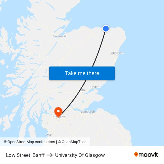 Low Street, Banff to University Of Glasgow map