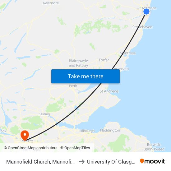 Mannofield Church, Mannofield to University Of Glasgow map