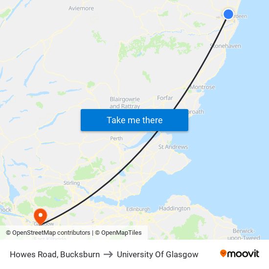 Howes Road, Bucksburn to University Of Glasgow map