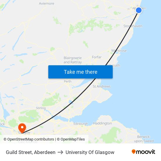 Guild Street, Aberdeen to University Of Glasgow map