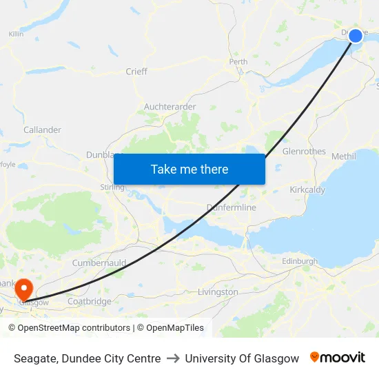 Seagate, Dundee City Centre to University Of Glasgow map