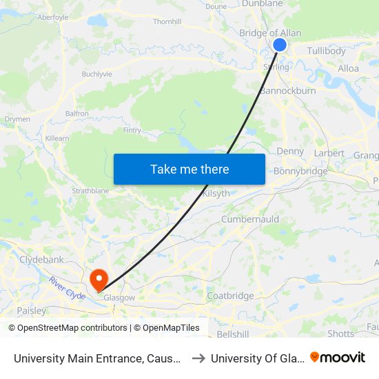 University Main Entrance, Causewayhead to University Of Glasgow map