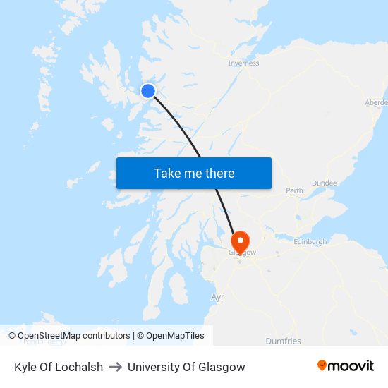 Kyle Of Lochalsh to University Of Glasgow map