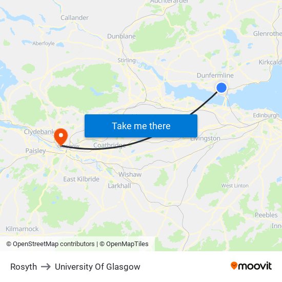 Rosyth to University Of Glasgow map