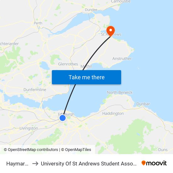 Haymarket to University Of St Andrews Student Association map