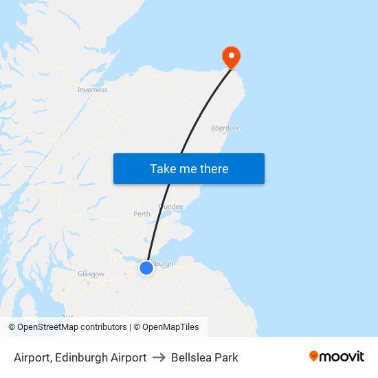 Airport, Edinburgh Airport to Bellslea Park map