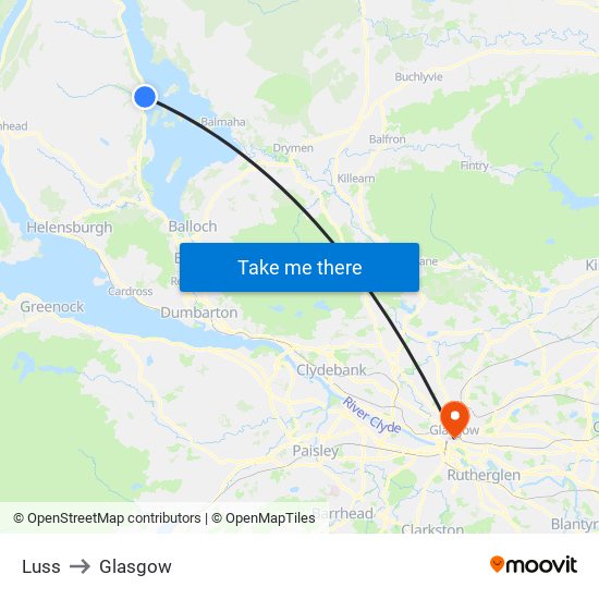 Luss to Glasgow map