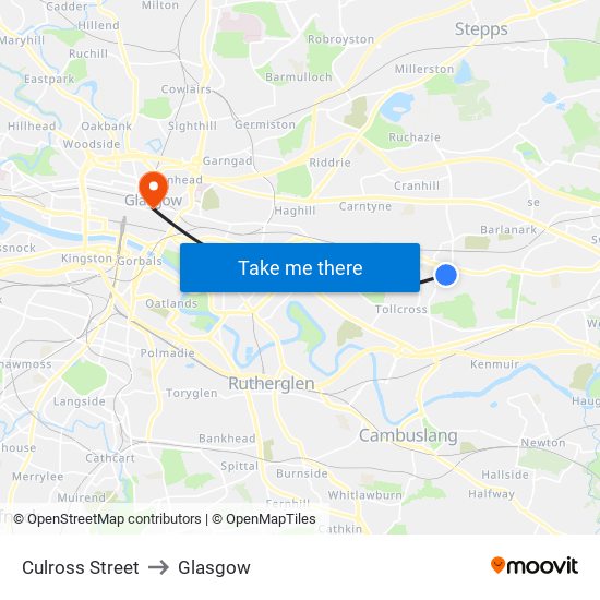Culross Street to Glasgow map
