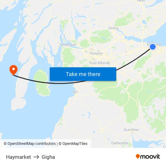 Haymarket to Gigha map