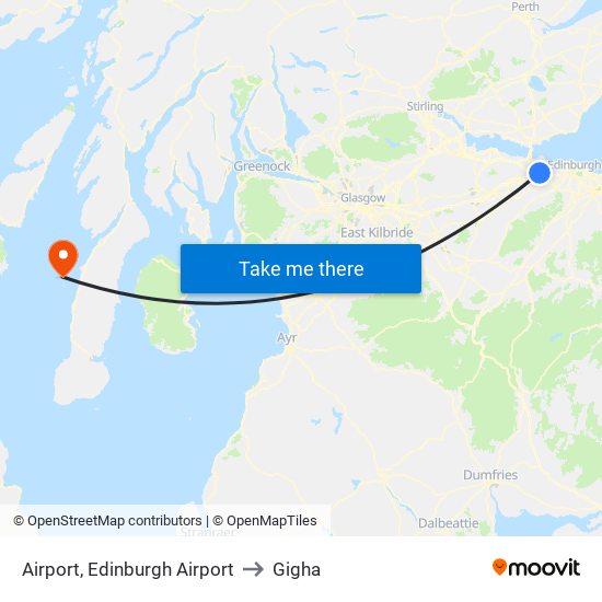 Airport, Edinburgh Airport to Gigha map