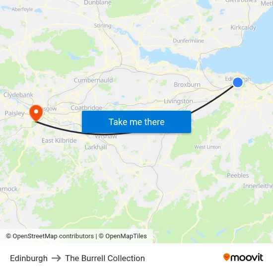 Edinburgh to The Burrell Collection map