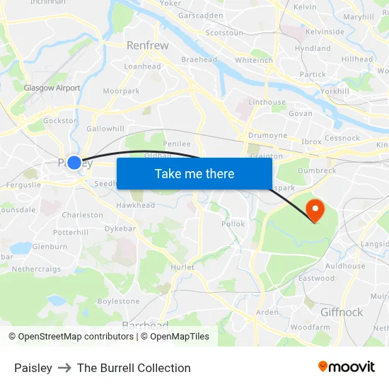 Paisley to The Burrell Collection map
