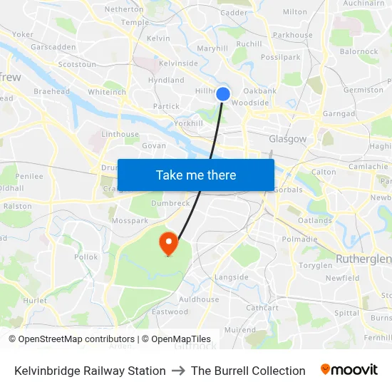 Kelvinbridge Railway Station to The Burrell Collection map