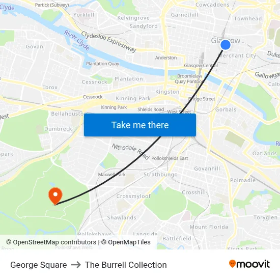George Square to The Burrell Collection map