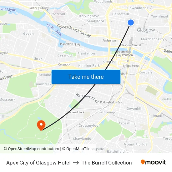 Apex City of Glasgow Hotel, 110 Bath Street Anderston Glasgow G2 2EN to The Burrell Collection map