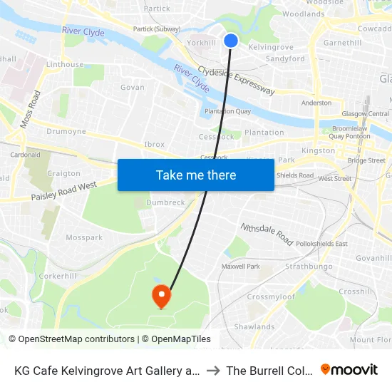 KG Cafe Kelvingrove Art Gallery and Museum, Argyle Street Kelvingrove Glasgow G3 8AD to The Burrell Collection map