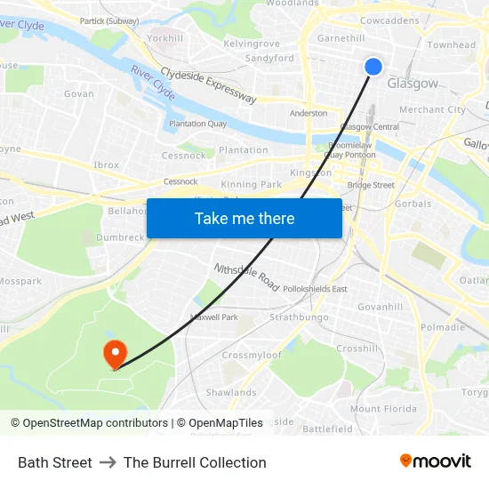 Bath Street to The Burrell Collection map
