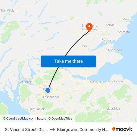 St Vincent Street, Glasgow to Blairgowrie Community Hospital map