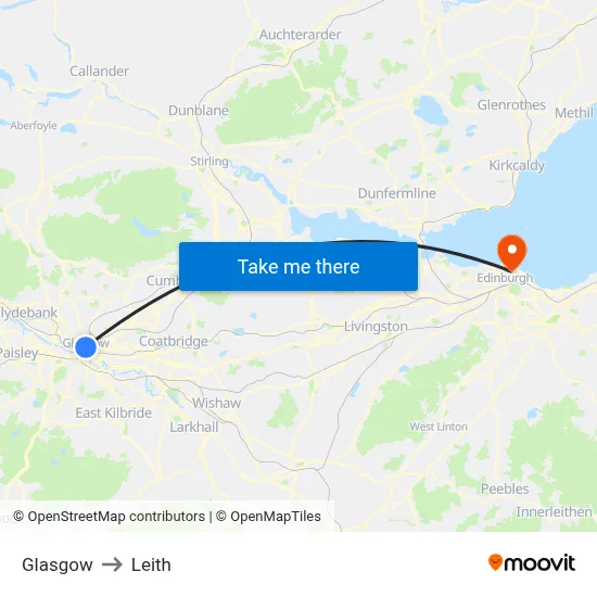 Glasgow to Leith map