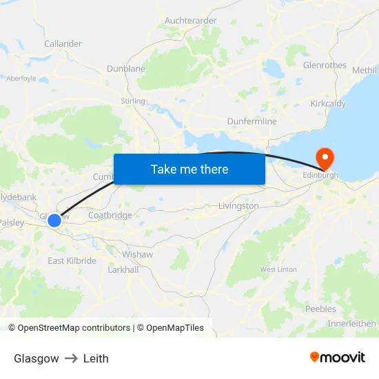 Glasgow to Leith map