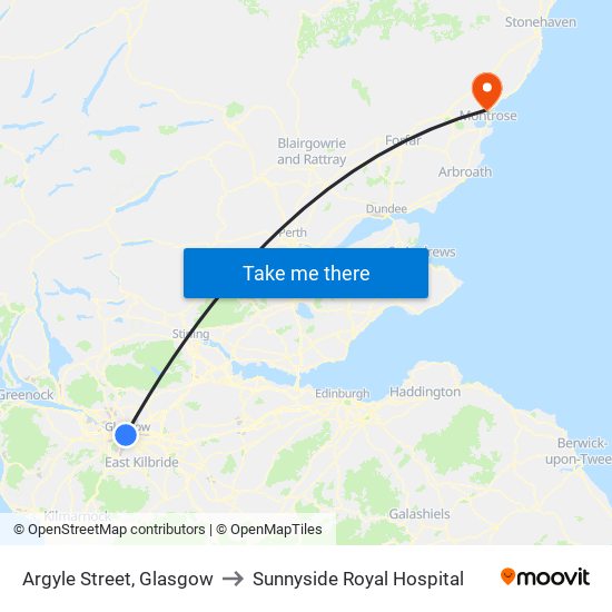 Argyle Street, Glasgow to Sunnyside Royal Hospital map