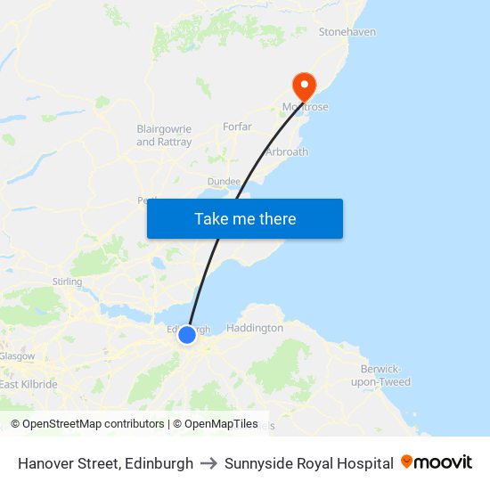 Hanover Street, Edinburgh to Sunnyside Royal Hospital map