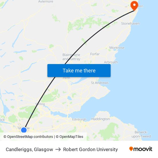 Candleriggs, Glasgow to Robert Gordon University map