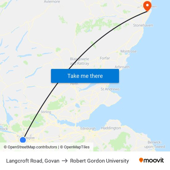 Langcroft Road, Govan to Robert Gordon University map