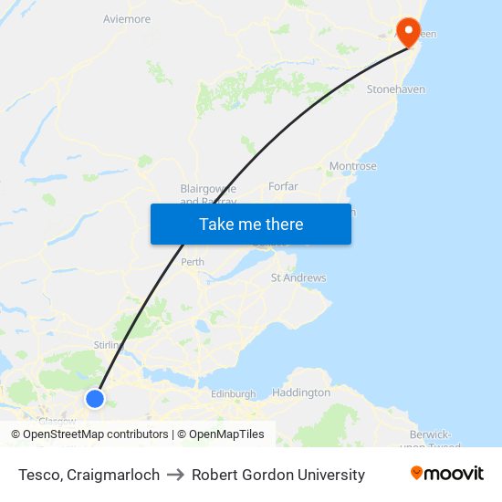 Tesco, Craigmarloch to Robert Gordon University map