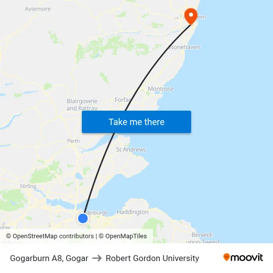 Gogarburn A8, Gogar to Robert Gordon University map