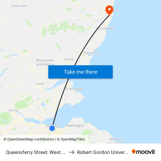 Queensferry Street, West End to Robert Gordon University map