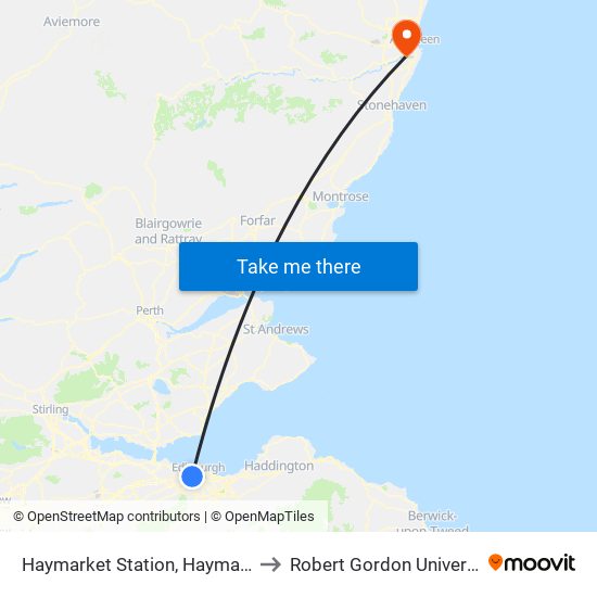 Haymarket Station, Haymarket to Robert Gordon University map