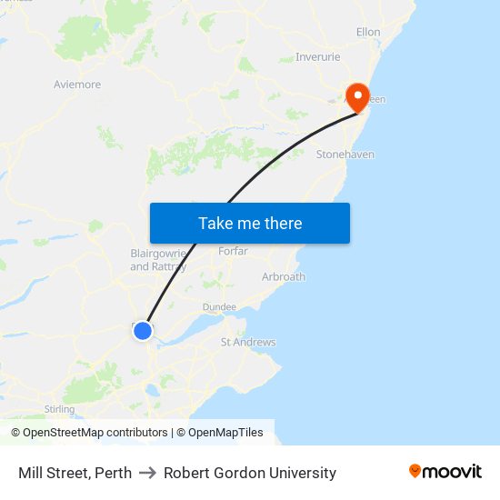 Mill Street, Perth to Robert Gordon University map