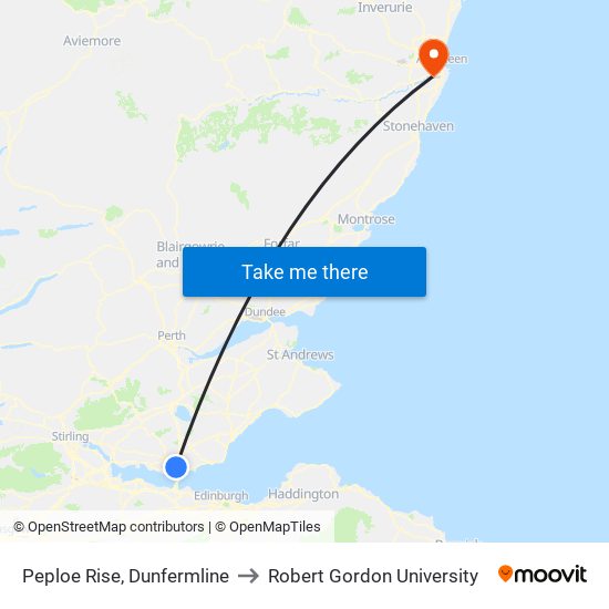 Peploe Rise, Dunfermline to Robert Gordon University map