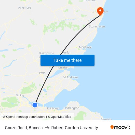 Gauze Road, Boness to Robert Gordon University map