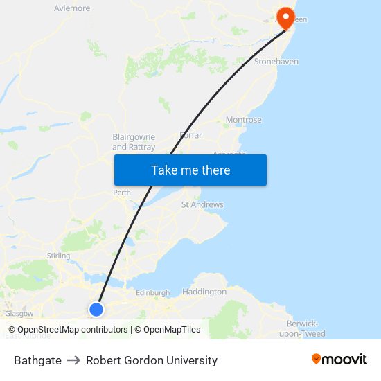 Bathgate to Robert Gordon University map