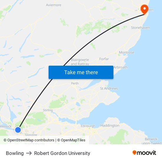 Bowling to Robert Gordon University map