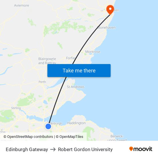 Edinburgh Gateway to Robert Gordon University map