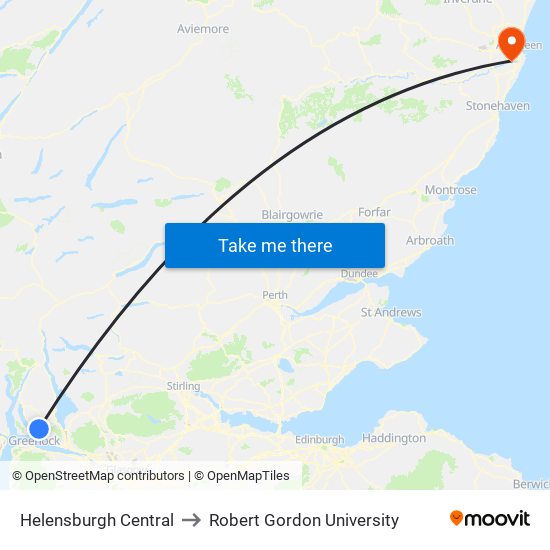 Helensburgh Central to Robert Gordon University map