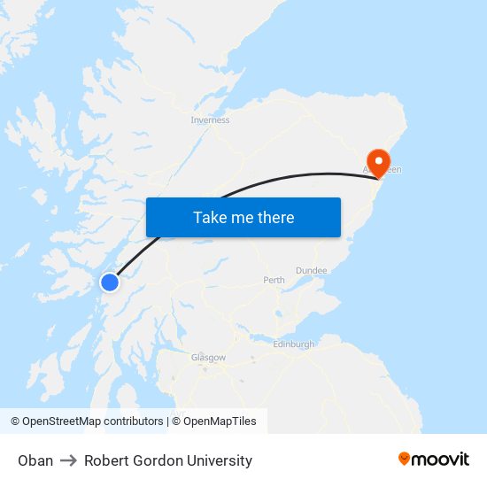 Oban to Robert Gordon University map
