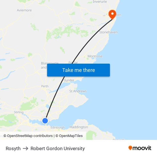 Rosyth to Robert Gordon University map