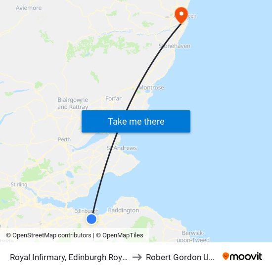 Royal Infirmary, Edinburgh Royal Infirmary to Robert Gordon University map