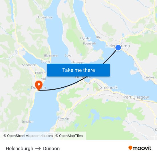 Helensburgh to Dunoon map