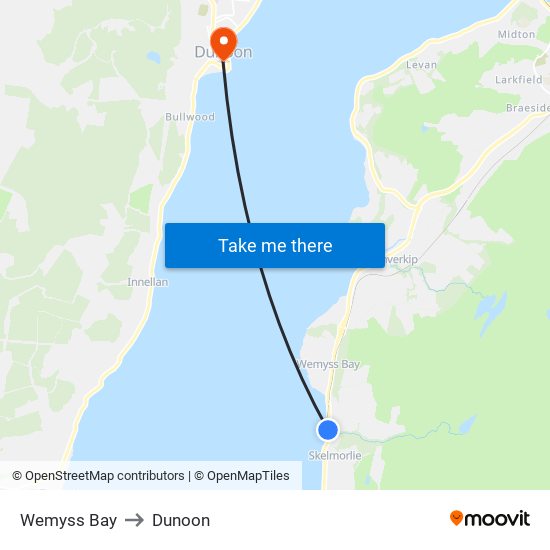 Wemyss Bay to Dunoon map