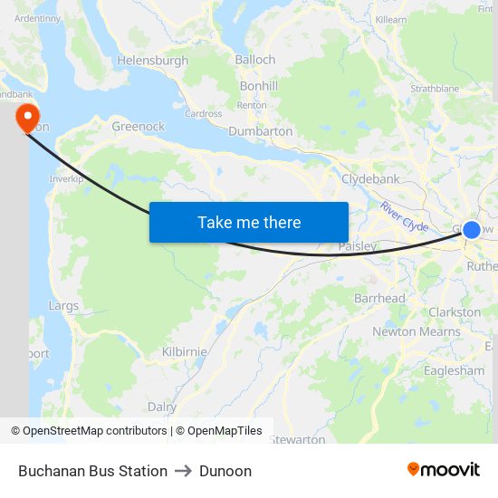 Buchanan Bus Station to Dunoon map