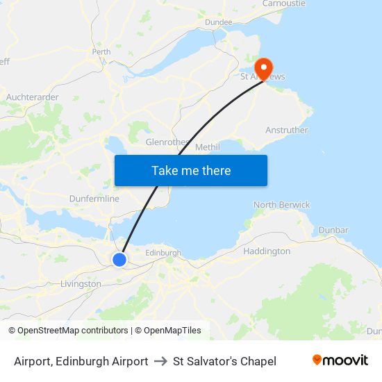 Airport, Edinburgh Airport to St Salvator's Chapel map