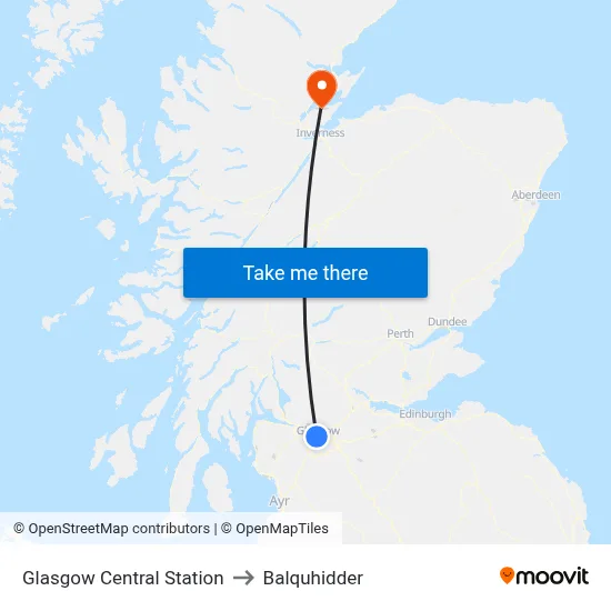Glasgow Central Station to Balquhidder map