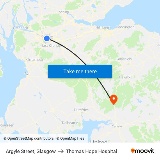Argyle Street, Glasgow to Thomas Hope Hospital map
