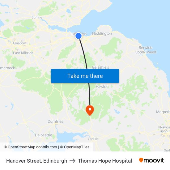 Hanover Street, Edinburgh to Thomas Hope Hospital map