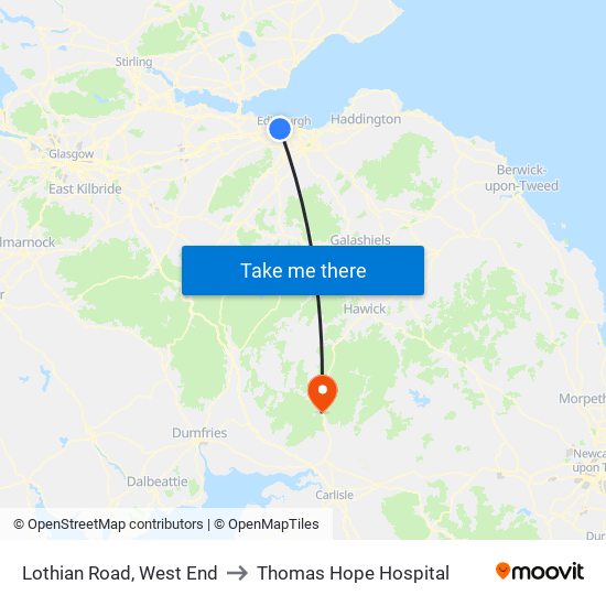 Lothian Road, West End to Thomas Hope Hospital map